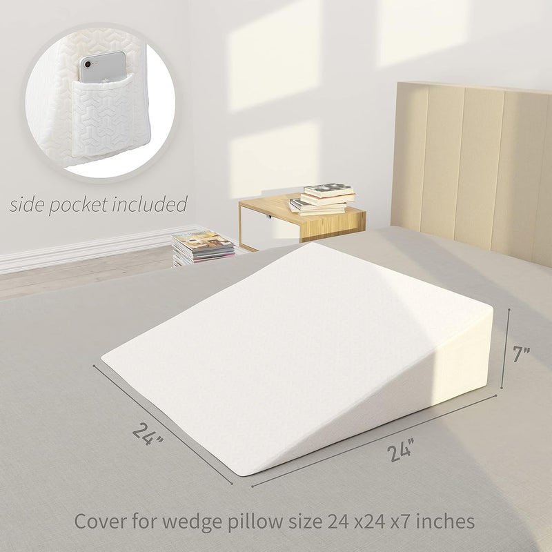 MEOVEN Wedge Pillow Cover for 24x24x7 Bed Wedge Pillow, Hypoallergenic Replacement Case with Zipper & Pockets - Image 3